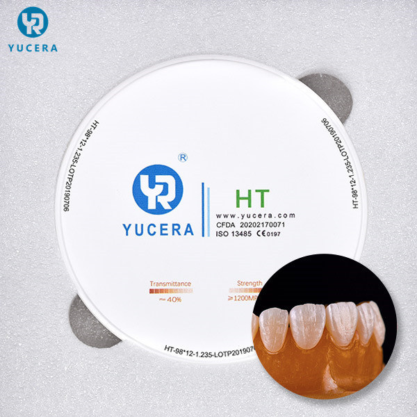 YUCERA 40% Translucent 98*14mm HT Cad Cam Dental Materials White Ceramic Zirconia Blocks