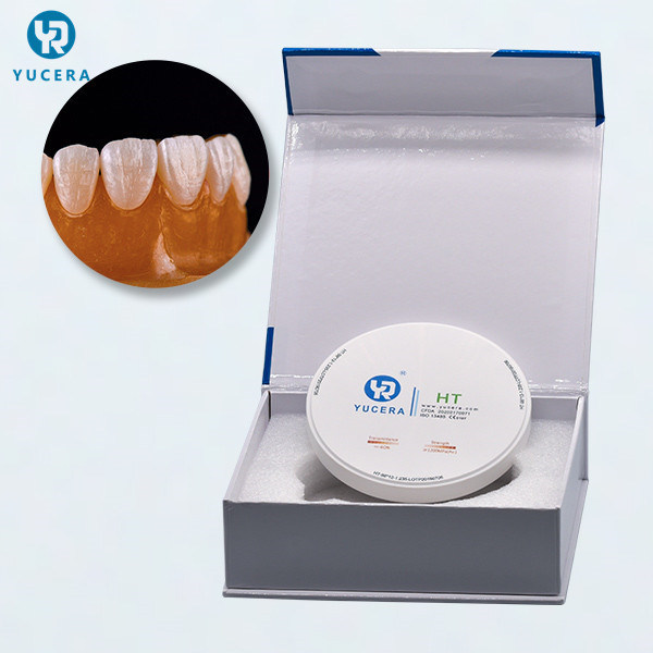 YUCERA 40% Translucent 98*14mm HT Cad Cam Dental Materials White Ceramic Zirconia Blocks