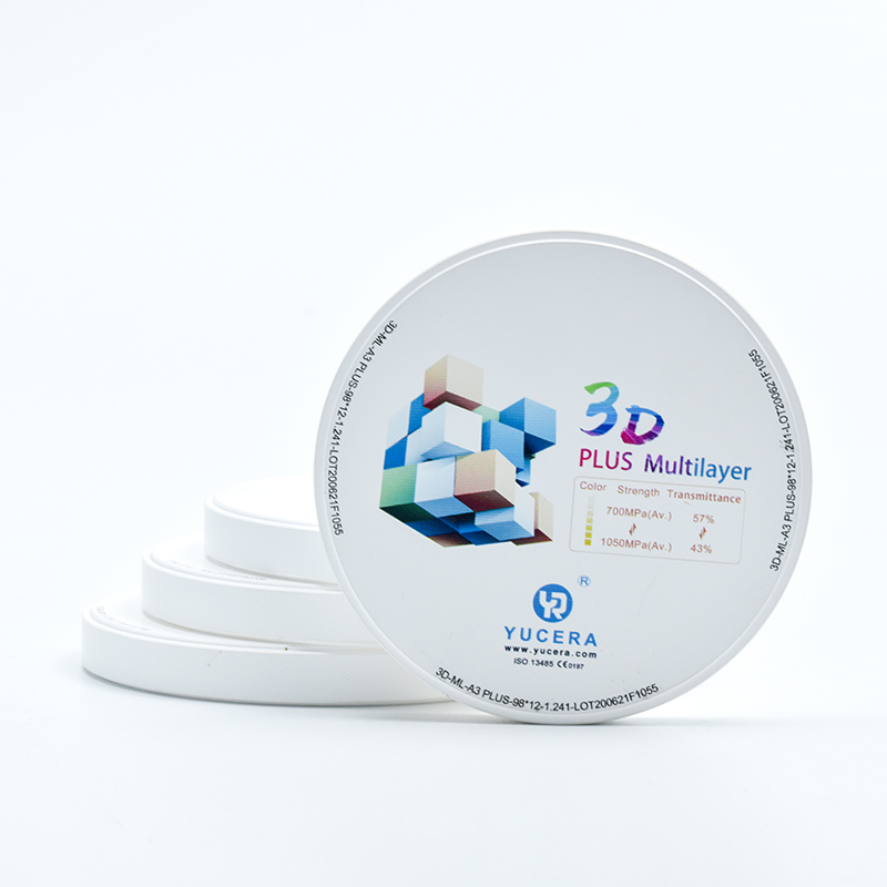 YUCERA 3D Plus Πολυστρωματικό Οδοντιατρικό Μπλοκ Ζιρκονίας  ΝΕΑ Εκτύπωση 14mm Open System CAD CAM για Στεφάνες Ζιρκονίας