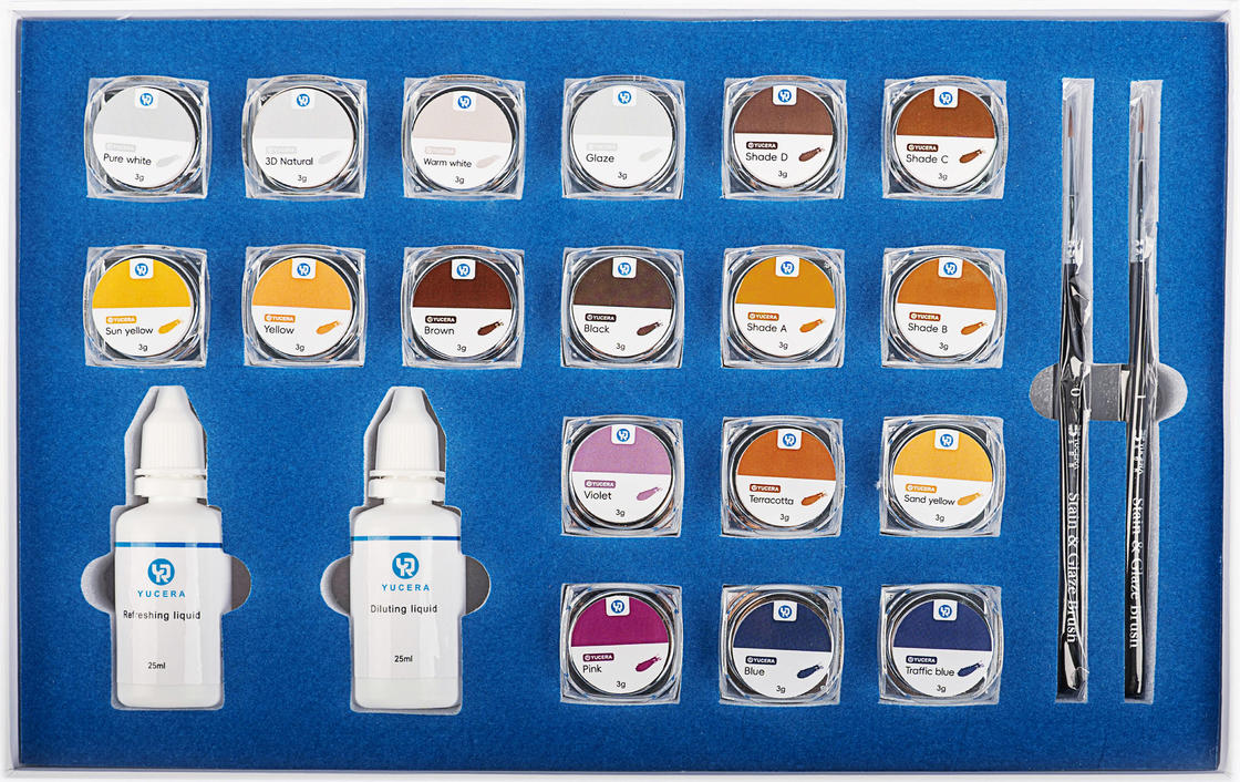 Yucera Dental Lab Essentials Κιτ Χρωματισμού & Γυαλίσματος Κεραμικής Ζιρκονίας 18 Χρωμάτων για Εξατομικευμένα Δόντια