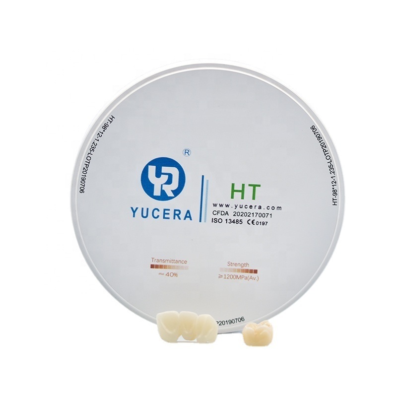 Δίσκος οδοντιακού ζιρκονίου 98mm YUCERA HT White (1200MPa/45% Trans.) | Έτοιμο για Exocad