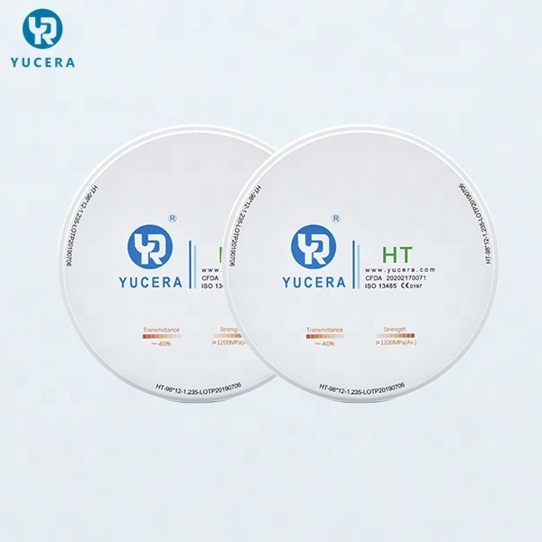 Δίσκος οδοντιακού ζιρκονίου 98mm YUCERA HT White (1200MPa/45% Trans.) | Έτοιμο για Exocad