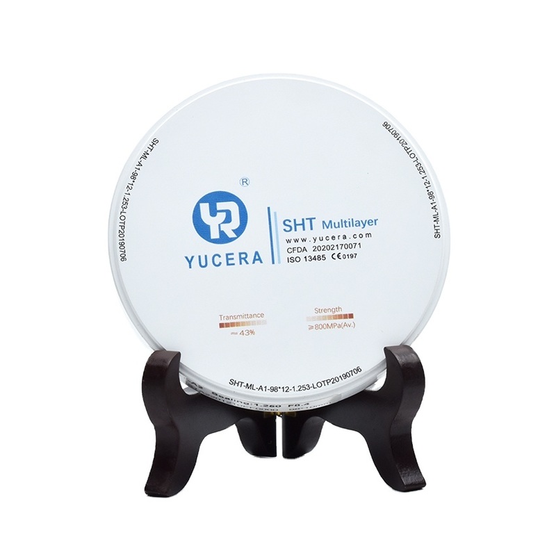 Δίσκος οδοντιακού ζιρκονίου 98mm YUCERA ST-Multilayer (1200MPa/45-55% Διαφ.) | Έτοιμο για Exocad