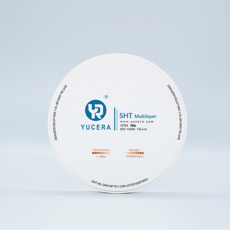 Δίσκος οδοντιακού ζιρκονίου 98mm YUCERA ST-Multilayer (1200MPa/45-55% Διαφ.) | Έτοιμο για Exocad