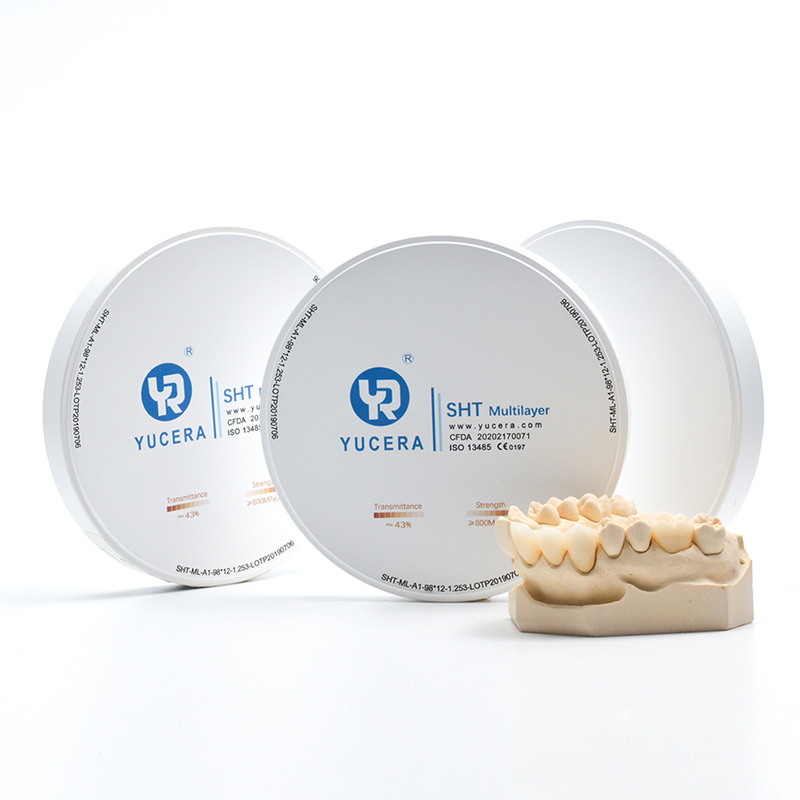 Δίσκος οδοντιακού ζιρκονίου 98mm YUCERA ST-Multilayer (1200MPa/45-55% Διαφ.) | Έτοιμο για Exocad