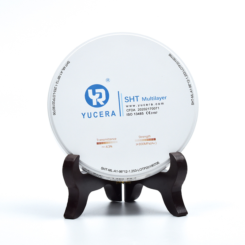 Δίσκος οδοντιακού ζιρκονίου 98mm YUCERA ST-Multilayer (1200MPa/45-55% Διαφ.) | Έτοιμο για Exocad
