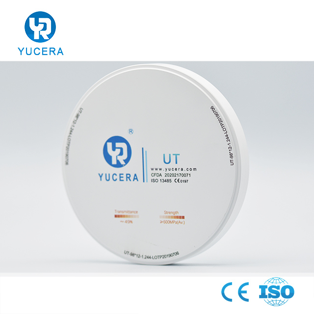 Dental Zirconia Disc 98mm  YUCERA UT White (600MPa/49% Trans.) | Exocad/ Ready