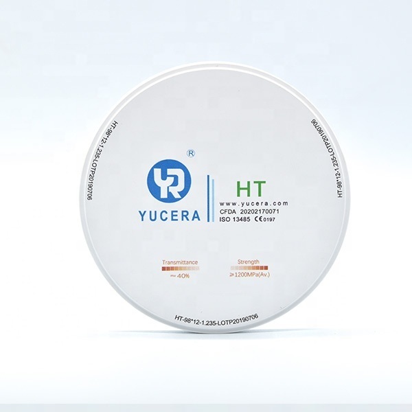 Dental Zirconia Disc 98mm  YUCERA HT White (1200MPa/45% Trans.) | ISO 13356 Certified